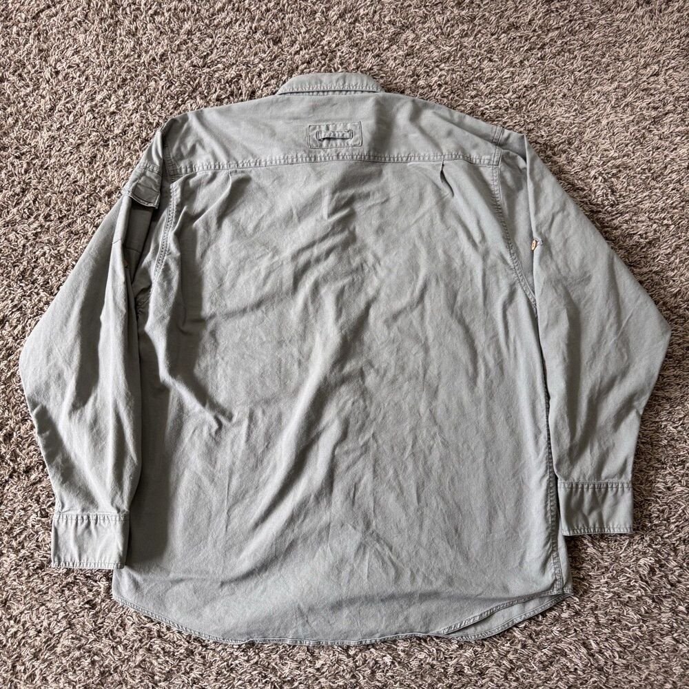 Vintage 90’s LL Bean Safari Long Sleeve Button Down Shirt Medium Grey Utility - Picture 2 of 9